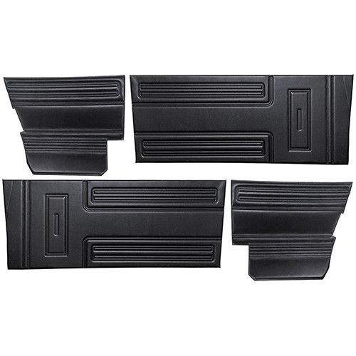 DOOR-QUARTER TRIM PANELS SET 1969 FORD TORINO COBRA FASTBACK BLACK (DP69FL63-01FR)