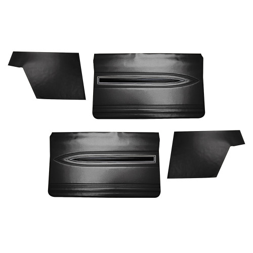 DOOR PANELS-QUARTER TRIM GT BLACK 1970 FORD TORINO CONVERTIBLE LH-RH FRONT-REAR SET (DP70TO76-01GT)