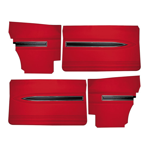 DOOR-QUARTER TRIM PANELS RED 1971 FORD TORINO GT FASTBACK LH-RH FRONT-REAR WITH SPEAR VERMILION (DP71TO63-25GT)