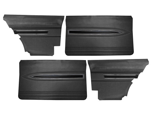 DOOR-QUARTER TRIM PANELS BLACK 1971 FORD TORINO GT HARDTOP LH-RH FRONT-REAR SET WITH SPEARS (DP71TO65-01GT)