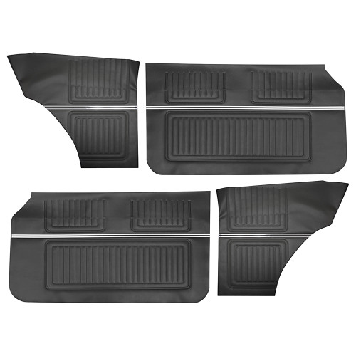 DOOR-QUARTER TRIM PANELS BLACK 1972-76 FORD TORINO 2-DOOR HARDTOP FORMAL ROOF EXCEPT ELITE FRONT-REAR SET (DP72TO65-01)