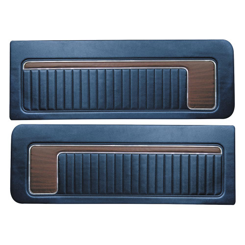 DOOR PANELS - BLUE DECOR 1973-76 FORD MAVERICK 2-DOOR MERCURY COMET LH-RH FRONT PAIR (DP73MV62-02DC)
