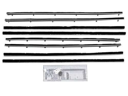 BELTLINE WEATHERSTRIP AUTHENTIC 1964-65 FORD FALCON 2-DOOR SEDAN 8-PIECE KIT WIPES ANTI-RATTLERS FUZZIES (F195AU)