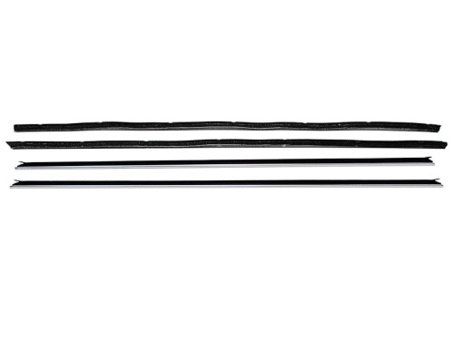 BELTLINE WEATHERSTRIP 1968-69 FORD RANCHERO WITH UPPER DOOR CHROME MOULDING FELT FUZZIES INNER OUTER 4-PIECE KIT (FA119)
