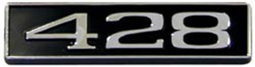 EMBLEM 428 1961-70 FORD-MERCURY CARS AND TRUCKS WITH 428 GALAXIE MUSTANG FAIRLANE FALCON SILVER ON BLACK (KPP5097)