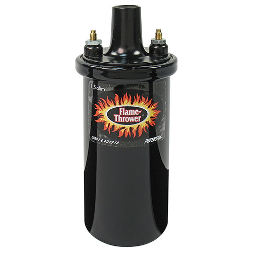 FLAME-THROWER COIL 1948-UP FORD V8 GALAXIE MUSTANG FAIRLANE FALCON F-100 PICKUP & OTHERS 1.5 OHM BLACK PERTRONIX (40011)