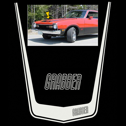 GRABBER HOOD DECAL OFF WHITE 74-75 MAVERICK