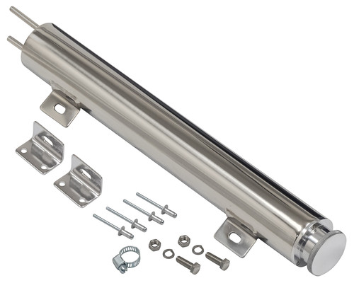 RADIATOR OVERFLOW TANK - UNIVERSAL 15in POLISHED STAINLESS STEEL (U8A080-15)