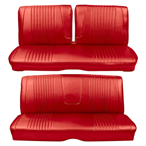 UPHOLSTERY 1963 FORD GALAXIE 500 2-DOOR HARDTOP RED BENCH SEAT FRONT-REAR SET (UP63GA65-03FRBN)