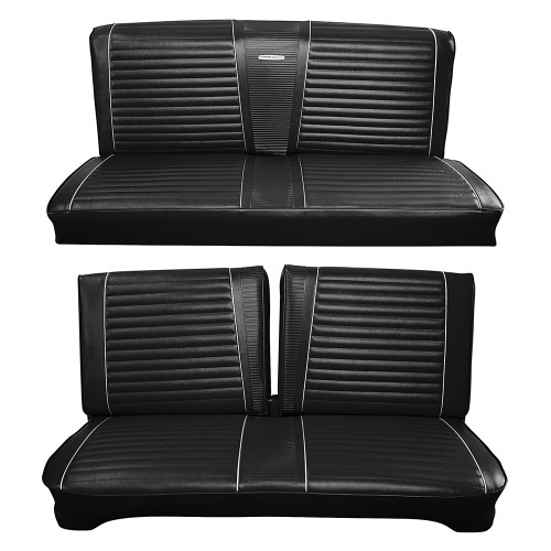 UPHOLSTERY 1964 FORD FAIRLANE 500 HARDTOP BLACK FRONT-REAR BENCH SEAT (UP64FL65-01FRBN)