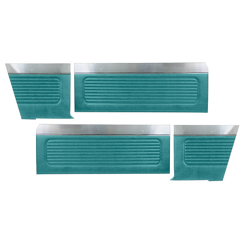 DOOR AND QUARTER TRIM PANELS AQUA 1964 FORD FALCON HARDTOP DELUXE INTERIOR LH-RH FRONT-REAR SET (DP64FA65-16FR)