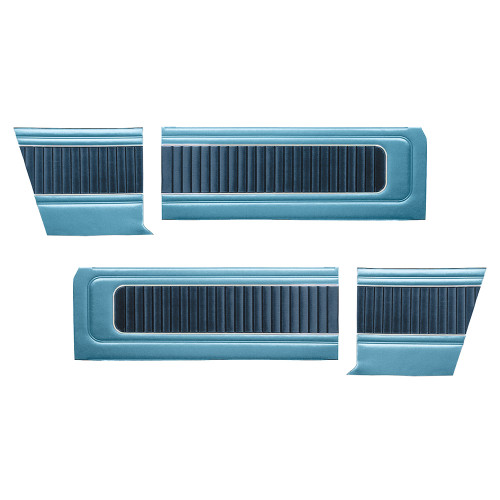 DOOR-QUARTER TRIM PANELS TWO-TONE BLUE 1965 FORD FALCON HARDTOP FRONT-REAR SET (DP65FA65-02/02FR)