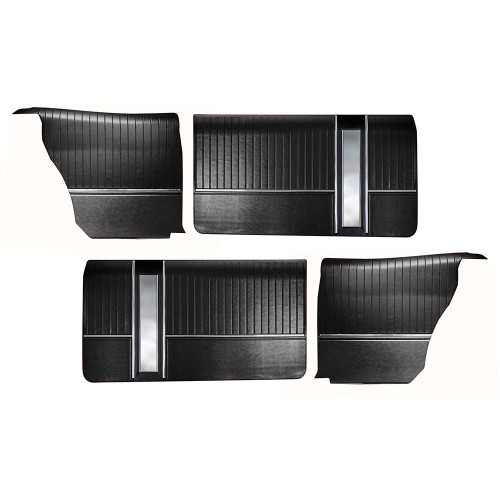 DOOR-QUARTER TRIM PANELS 1967 FORD GALAXIE 500XL 2-DOOR HARDTOP BLACK FRONT-REAR LH-RH SET (DP67GA65-01FRXL)