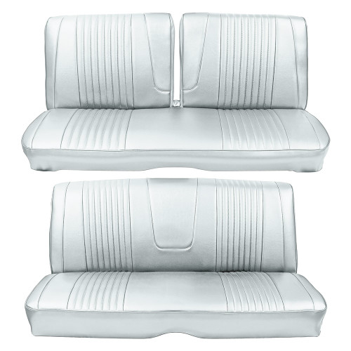 UPHOLSTERY 1963 FORD GALAXIE 500 2-DOOR HARDTOP WHITE BENCH SEAT FRONT-REAR SET (UP63GA65-05FRBN)