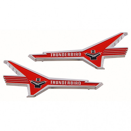 FENDER EMBLEMS 1956 FORD CAR "THUNDERBIRD V8" FAIRLANE VICTORIA SUNLINER LH-RH PAIR (B6A-16228PR)