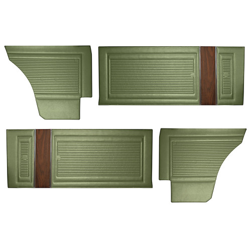 DOOR-QUARTER TRIM PANELS SET 1967 FORD FAIRLANE 500 HARDTOP IVY GOLD LH-RH FRONT-REAR (DP67FL65-12FR500)