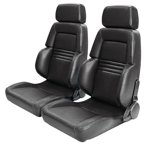 UNIVERSAL BUCKET SEATS - PAIR BLACK RECLINING WITH HEADRESTS (BS-6079)