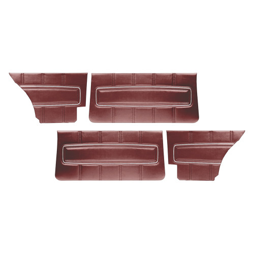 DOOR-QUARTER TRIM PANELS STANDARD DARK RED 1970-71 FORD TORINO 2-DOOR HARDTOP LH-RH FRONT-REAR SET (DP70TO65-04)