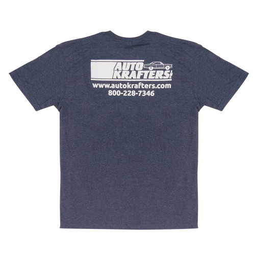 AUTO KRAFTERS T-SHIRT MEDIUM HEATHER BLUE WHITE FAIRLANE LOGO (AKTSHBM)
