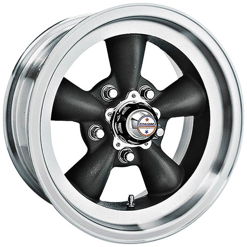 WHEEL 1964-73 FORD MUSTANG 1960-70 FALCON & MORE TORQ-THRUST D AMERICAN RACING ALLOY 15in X 6in BLACK CENTER (AR1055665BK)