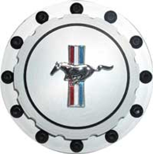 CAP GAS 1965-66 1970-73 FORD MUSTANG FUEL BILLET ALUMINUM WITH RUNNING PONY EMBLEM TWIST-OFF (B9030H)