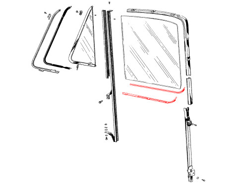 BELTLINE WEATHERSTRIP 1953-55 FORD F-100 F-250 F-350 PICKUP DOOR QTR WINDOW FELT FUZZIES 4-PIECE SEAL KIT (BAAA-8121452)