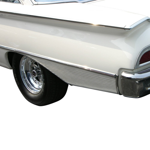 QUARTER FINISH PANELS 1960 FORD GALAXIE COUNTRY SEDAN STARLINER SUNLINER WASHBOARDS BRIGHT ALUMINUM (C0AB-6327866/7BA)
