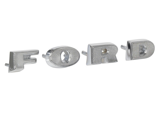 EMBLEM F-O-R-D LETTERS 1960-61 FORD FALCON RANCHERO HOOD OR TAILGATE NAMEPLATE 4-PIECE SET (C0DB-16606-AD)