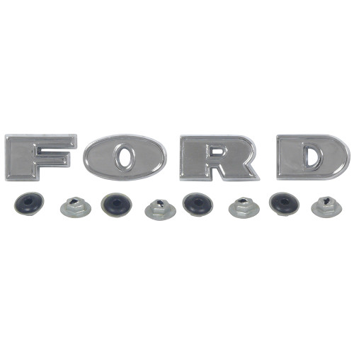 HOOD EMBLEM 1961 FORD GALAXIE STARLINER SUNLINER VICTORIA COUNTRY SQUIRE CHROME F-O-R-D LETTERS SET (C1AZ-16606S)