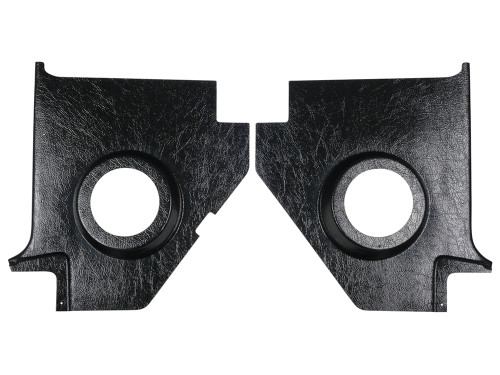 KICK PANELS 1960-63 FORD FALCON RANCHERO COMET EXCEPT CONVERTIBLE BLACK GRAIN SPEAKER PODS LH RH PAIR (C1DB-6402344-5SP)