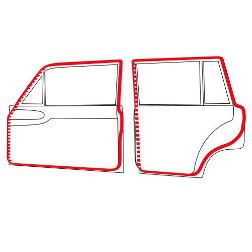 DOOR WEATHERSTRIP 1960-63 FORD FALCON 4-DOOR STATION WAGON DELUXE FUTURA SPRINT 4-PIECE SET GASKETS SEALS (C1DZ-7120530)