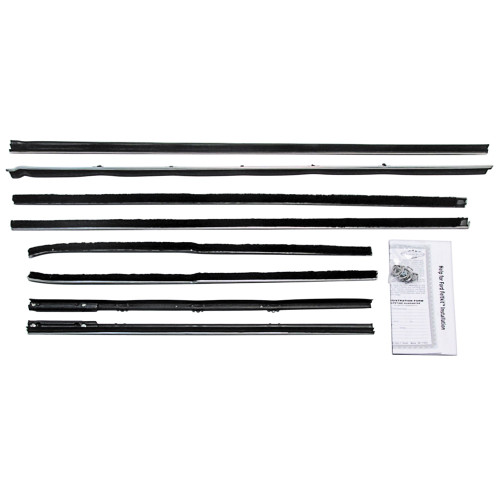 BELTLINE WEATHERSTRIP 1963 FORD GALAXIE 500 CONVERTIBLE FELT FUZZIES INNER OUTER 8-PC SEAL SET (C3AZ-21452-76A)