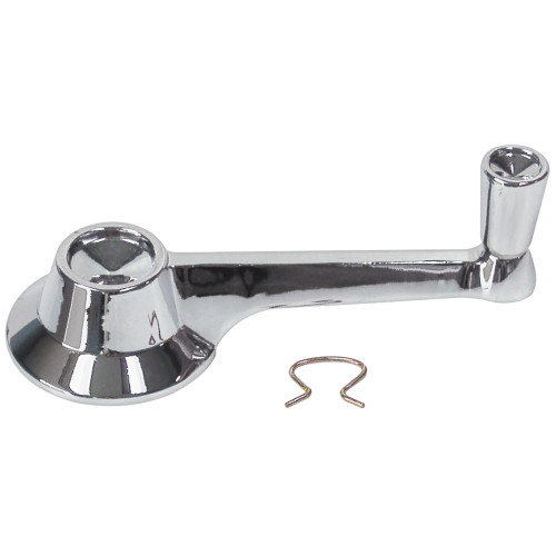 DOOR WINDOW REGULATOR HANDLE 1963-64 FORD GALAXIE FRONT OR REAR LH OR RH WITH CHROME KNOB INCLUDES CLIP (C3AZ-6223342B)
