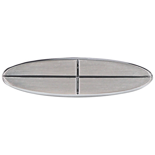 EMBLEM 1964 FORD GALAXIE WITH BUCKET SEATS CHROME-PLATED OVAL WITH BLACK CROSS DECORATIVE ORNAMENT (C4AZ-6264824A)