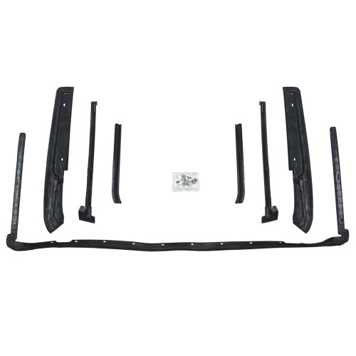 CONVERTIBLE TOP WEATHERSTRIP KIT 1964-66 FORD THUNDERBIRD BLACK RUBBER 7-PIECE SET INCLUDES HEADER SEAL (C4SZ-7653986)