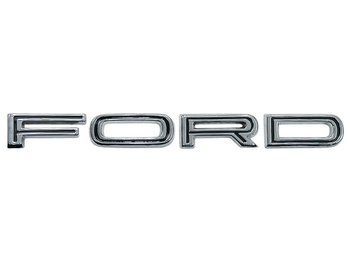 HOOD-TRUNK-TAILGATE "F-O-R-D" EMBLEM 1965 FORD GALAXIE 1965-67 FAIRLANE 1966-67 FALCON 4-PIECE LETTER SET WITH BLACK INLAY (C5AZ-16606S)