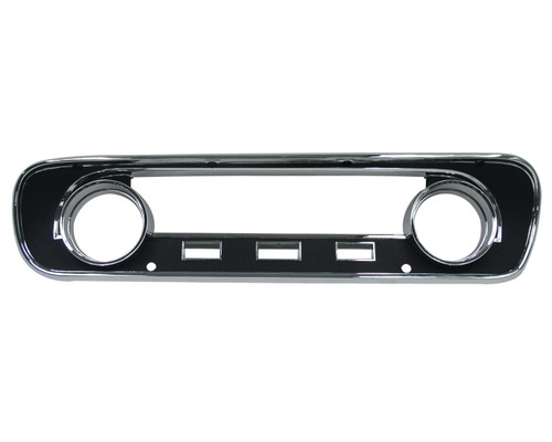 INSTRUMENT BEZEL 1964-65 FORD MUSTANG STANDARD TRIM FALCON WARNING LIGHTS BLACK WITH CHROME TRIM (C5ZZ-10838A)