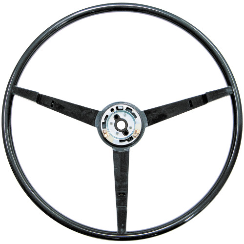 STEERING WHEEL 1965-66 FORD MUSTANG 3-SPOKE 2-BOLT MOUNT BLACK ABS PLASTIC REPLACEMENT SHELBY GT-350 (C5ZZ-3600-01)
