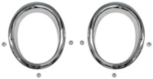 EXHAUST TRIM RINGS 1964.5-66 FORD MUSTANG SHELBY GT STAINLESS STEEL LH RH PAIR WITH HARDWARE IMPORT (C5ZZ-5C299A)