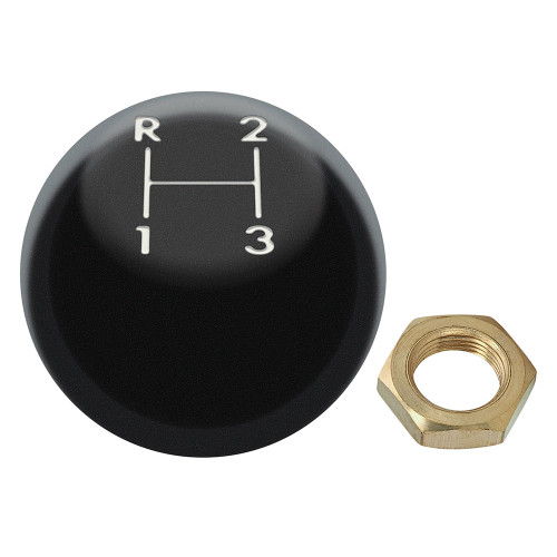 SHIFT KNOB 1965-68 FORD MUSTANG COUGAR 1965-67 FAIRLANE 3-SPEED MANUAL TRANSMISSION BLACK WITH WHITE PRINT (C5ZZ-7213H)