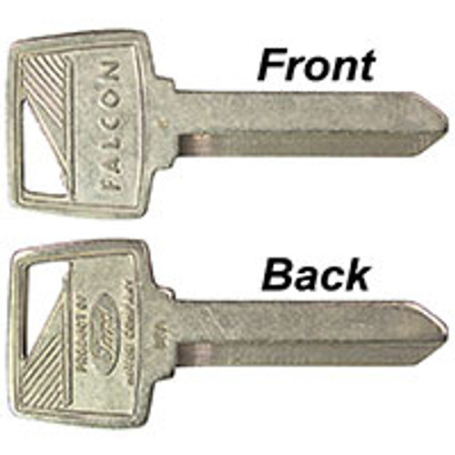 KEY BLANK 1966 FORD FALCON SEDAN COUPE & WAGON SQUARE HEAD WITH LOGOS ON BOTH SIDES FOR IGNITION & DOORS (C6DZ-6222053A)