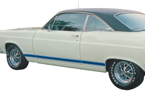 LOWER BODY-SIDE STRIPE KIT 1966-67 FORD FAIRLANE AND MERCURY COMET GT LH RH VINYL TAPE DECAL SET BLUE (C6OZ-6320000BU)