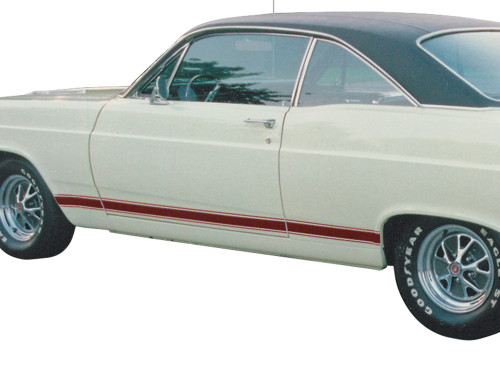 LOWER BODY-SIDE STRIPE KIT 1966-67 FORD FAIRLANE AND MERCURY COMET GT LH RH VINYL TAPE DECAL SET RED (C6OZ-6320000RD)