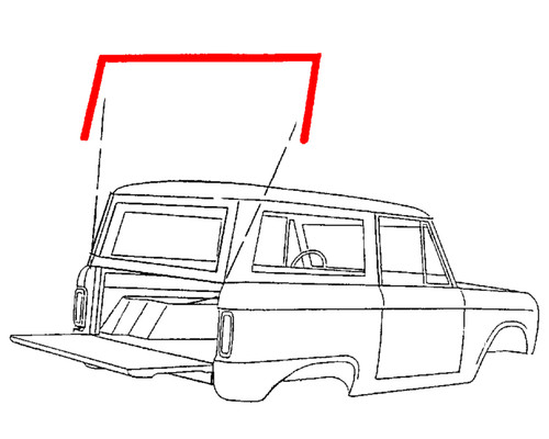 LIFTGATE WEATHERSTRIP 1966-68 FORD BRONCO WAGON REAR UPPER AND SIDE RUBBER SEAL (C6TZ-98404A06B)