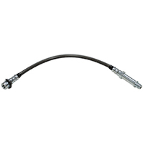 BRAKE HOSE FRONT 1967 FORD FAIRLANE FALCON MUSTANG COUGAR DISC BRAKES BRAIDED STAINLESS BLACK JACKET LH OR RH (C7OZ-2078BSS-BK)