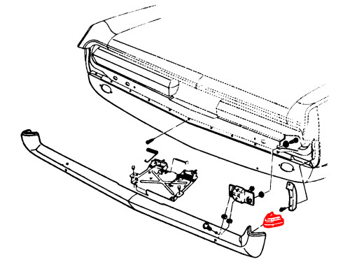 RUBBER WEDGE FILLERS 1967-68 MERCURY COUGAR FOR EACH END OF REAR BUMPER LEFT- AND RIGHT-HAND PAIR (C7WY-16322)