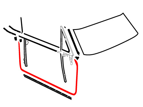 DOOR WEATHERSTRIP 1967-73 FORD MUSTANG & MERCURY COUGAR RUBBER SEALS LH RH PAIR WITH PLASTIC FASTENERS (C7ZZ-6520530-1)