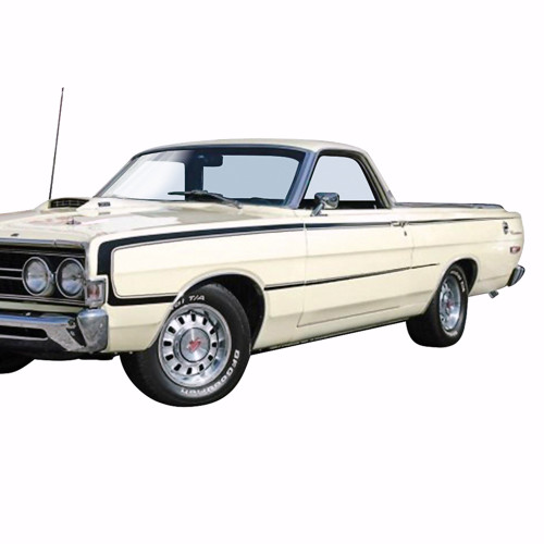 "C" BODY-SIDE STRIPE KIT 1968 FORD RANCHERO VINYL TAPE DECALS SET LH RH PAIR BLACK (C8OZ-6620000BK)