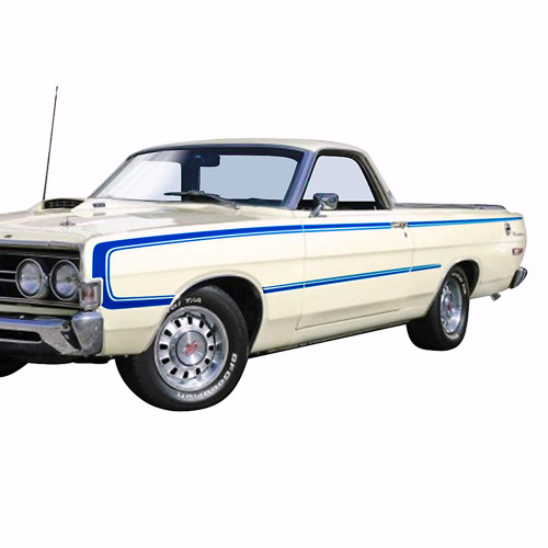 "C" BODY-SIDE STRIPE KIT 1968 FORD RANCHERO VINYL TAPE DECALS SET LH RH PAIR BLUE (C8OZ-6620000BU)