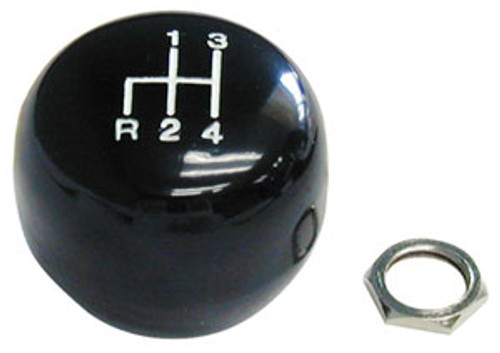 SHIFT KNOB 1968 FORD FAIRLANE FALCON MUSTANG COUGAR 4-SPD MANUAL TRANS WHITE PATTERN ON BLACK WITH NUT (C8OZ-7213A)